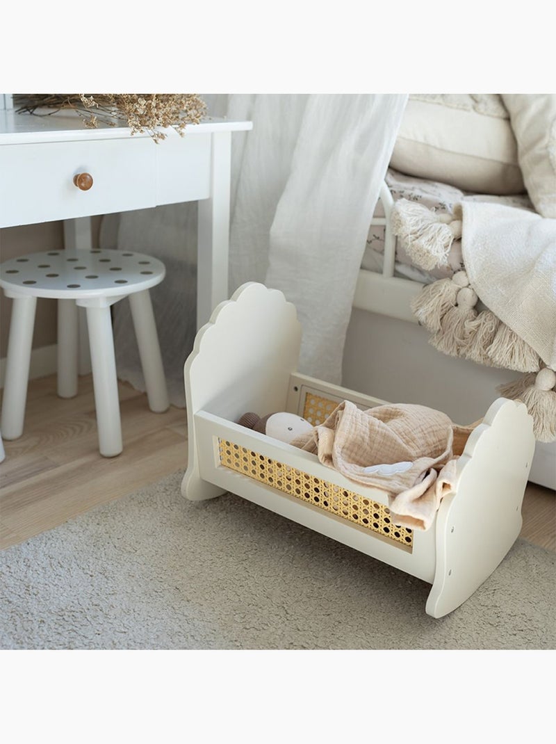 Berço de brinquedo em madeira e rattan para boneca | jabadabado Branco - Kiabi