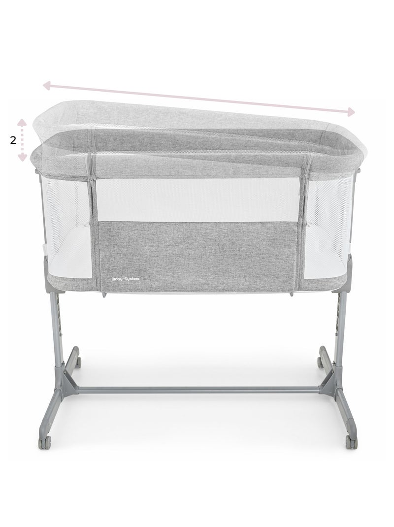 Berço moby-system luna 3 em 1 para bebé com 7 níveis de altura e colchão confortável Cinza - Kiabi