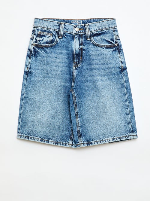 Bermuda baggy denim em algodão - Kiabi