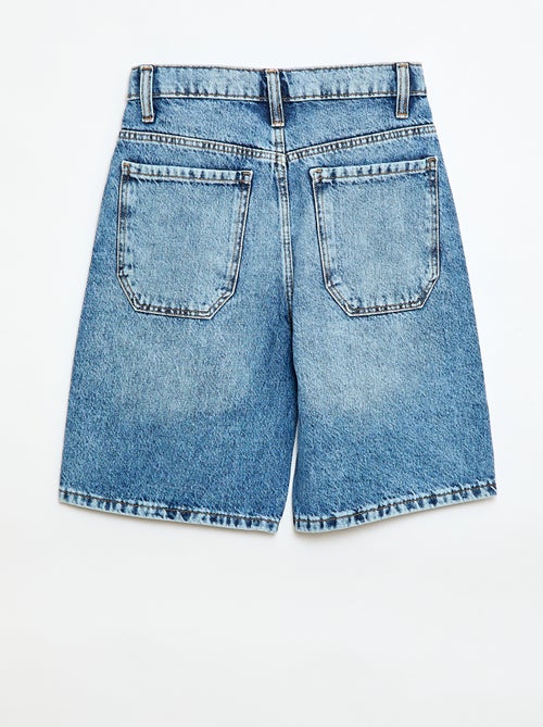 Bermuda baggy denim em algodão - Kiabi