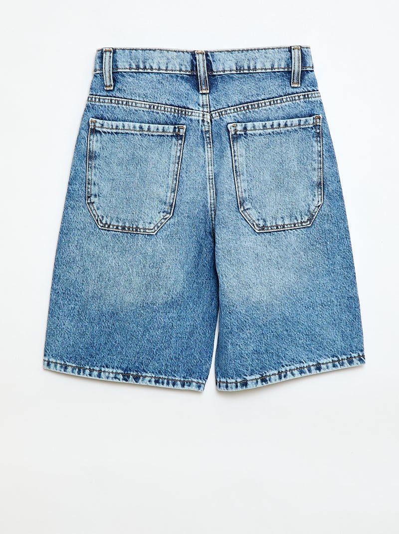 Bermuda baggy denim em algodão Azul - Kiabi