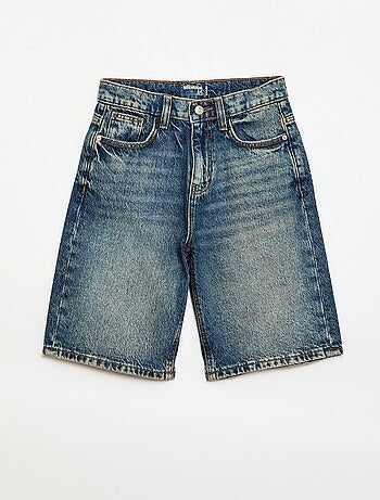 Bermuda baggy denim em algodão