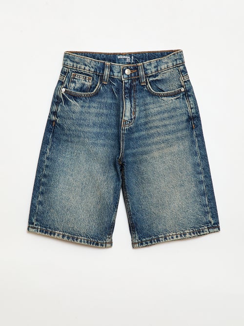 Bermuda baggy denim em algodão - Kiabi