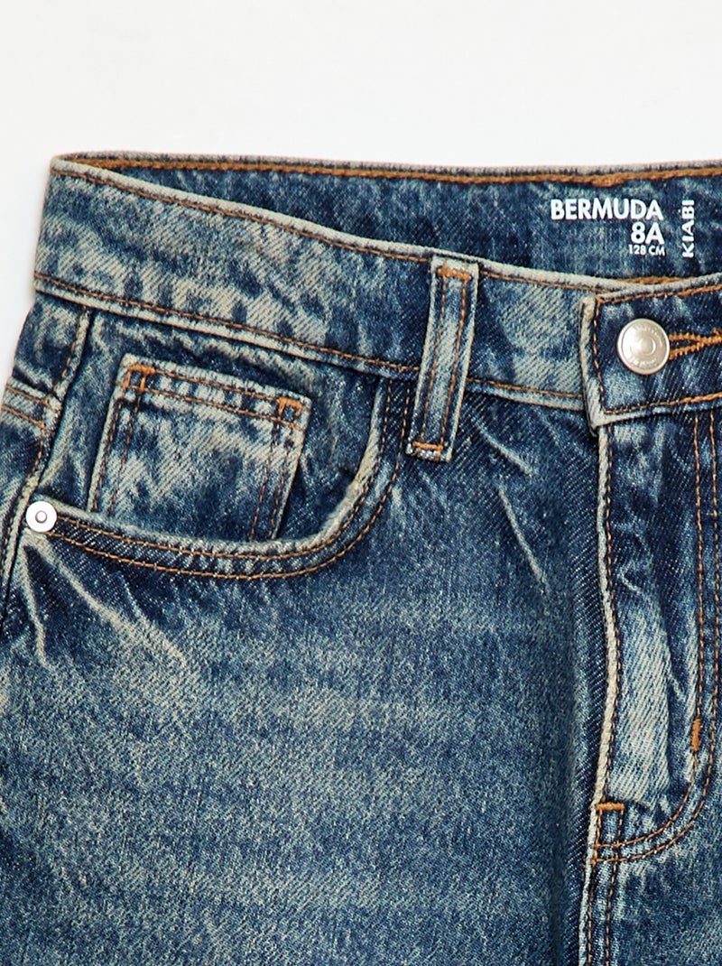 Bermuda baggy denim em algodão Azul - Kiabi