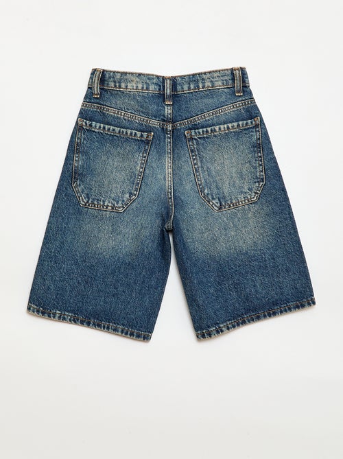 Bermuda baggy denim em algodão - Kiabi
