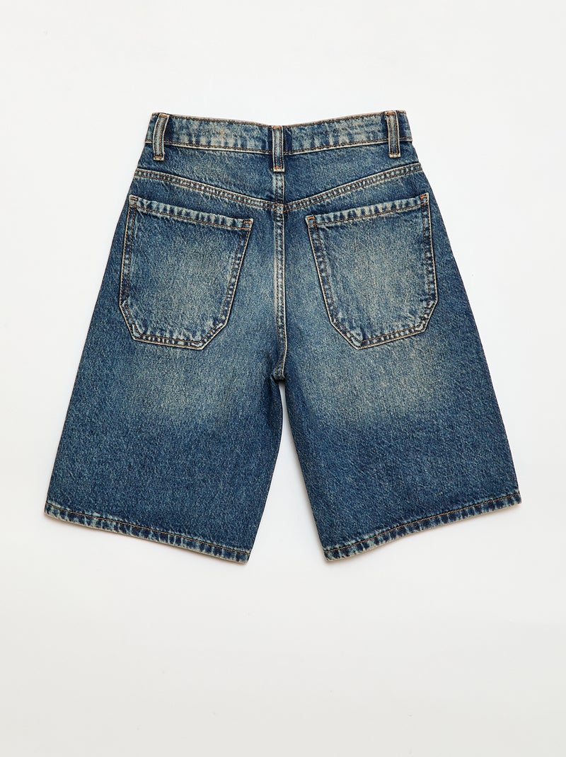 Bermuda baggy denim em algodão Azul - Kiabi