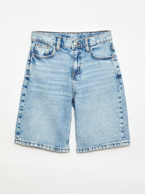 Bermuda baggy denim em algodão - Kiabi