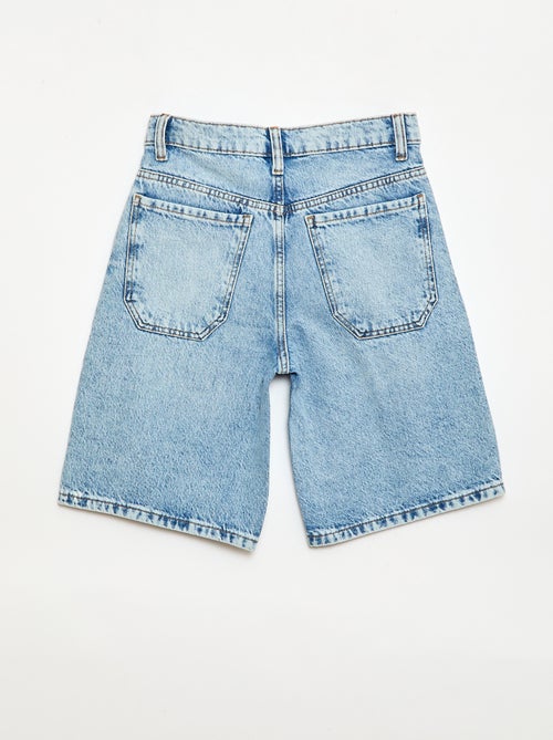 Bermuda baggy denim em algodão - Kiabi