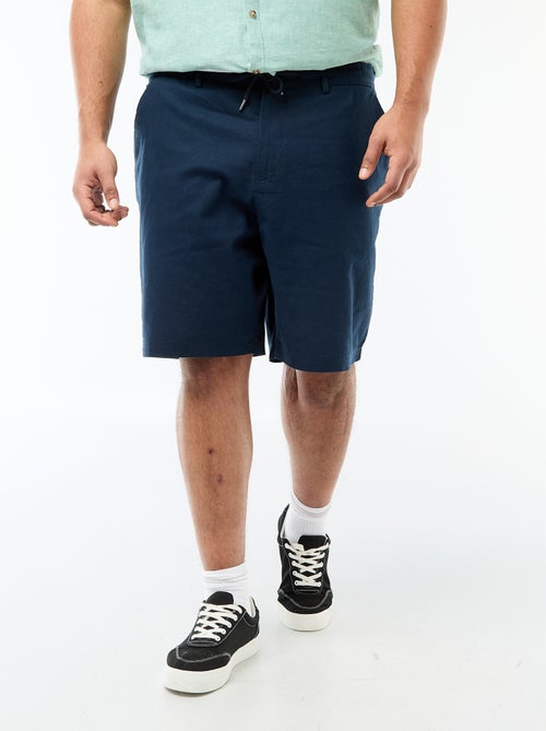 Bermuda chino com abertura abotoada + fecho éclair + cordões de ajuste - Kiabi