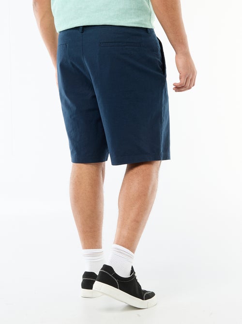 Bermuda chino com abertura abotoada + fecho éclair + cordões de ajuste - Kiabi