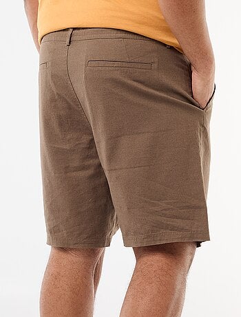 Bermuda chino com abertura abotoada + fecho éclair + cordões de ajuste