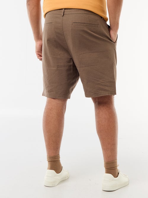 Bermuda chino com abertura abotoada + fecho éclair + cordões de ajuste - Kiabi