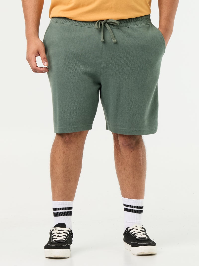 Bermuda chino com cintura elástica Verde - Kiabi