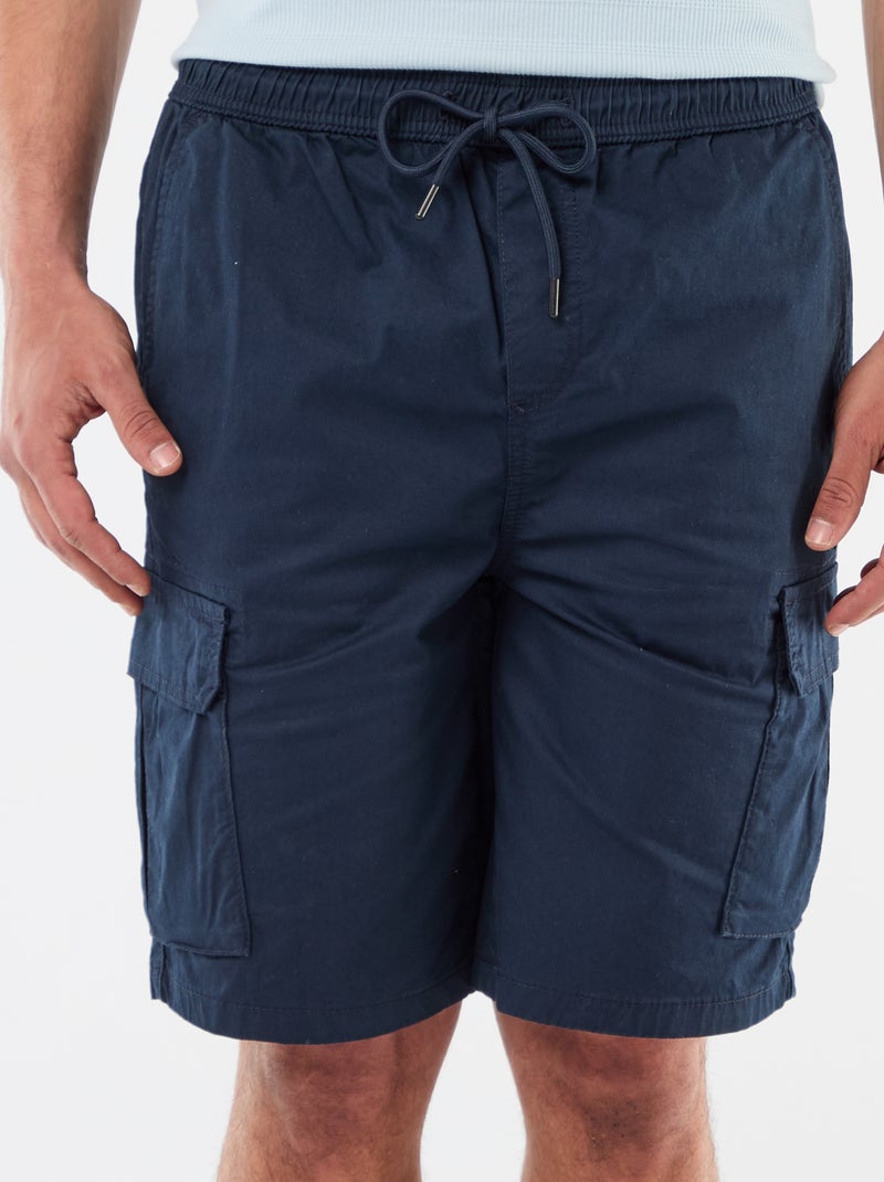 Bermuda chino em popeline com bolsos de aba Azul - Kiabi