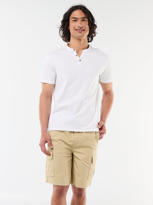 Bermuda chino em popeline com bolsos de aba - Kiabi
