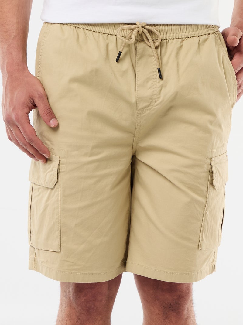 Bermuda chino em popeline com bolsos de aba Bege - Kiabi