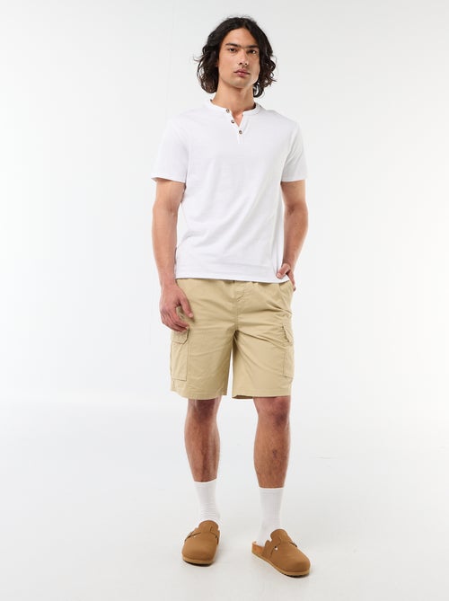 Bermuda chino em popeline com bolsos de aba - Kiabi