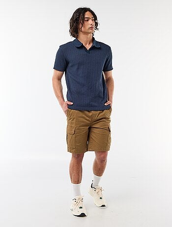 Bermuda chino em popeline com bolsos de aba