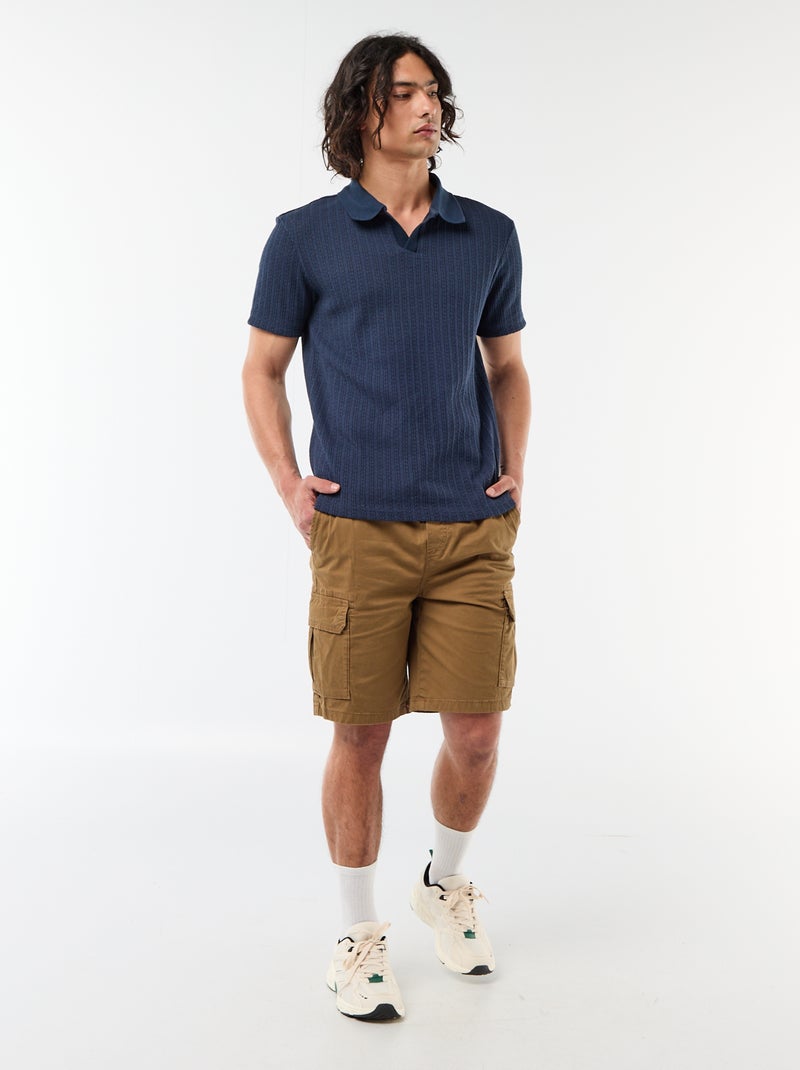 Bermuda chino em popeline com bolsos de aba Castanho - Kiabi