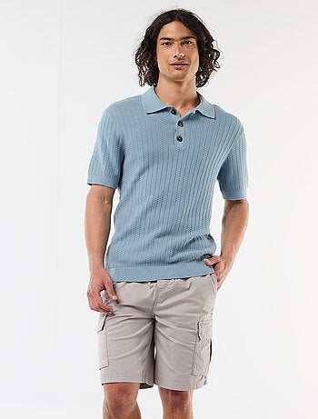 Bermuda chino em popeline com bolsos de aba