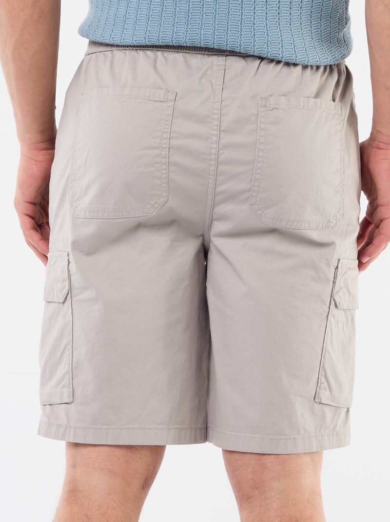 Bermuda chino em popeline com bolsos de aba Cinza - Kiabi