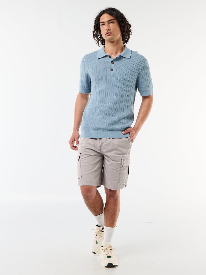 Bermuda chino em popeline com bolsos de aba Cinza - Kiabi