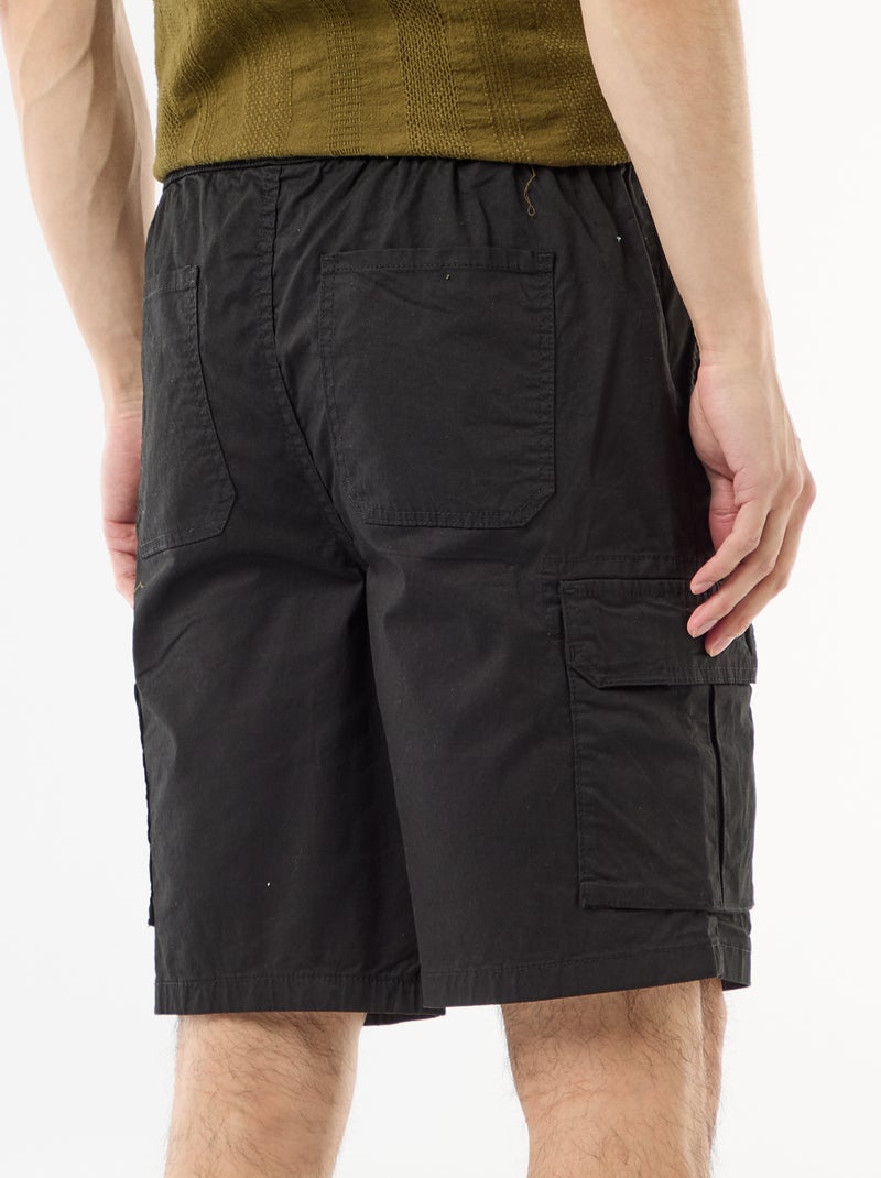 Bermuda chino em popeline com bolsos de aba Preto - Kiabi