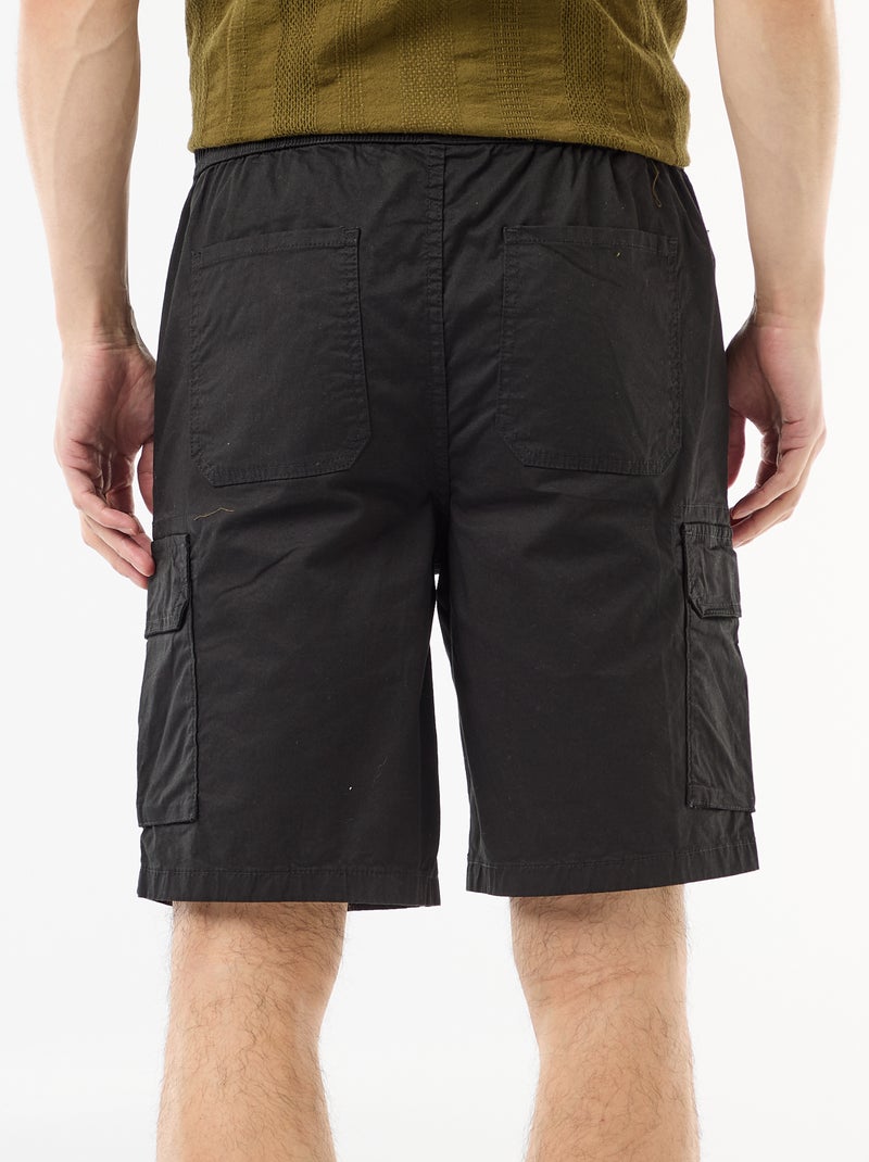 Bermuda chino em popeline com bolsos de aba Preto - Kiabi