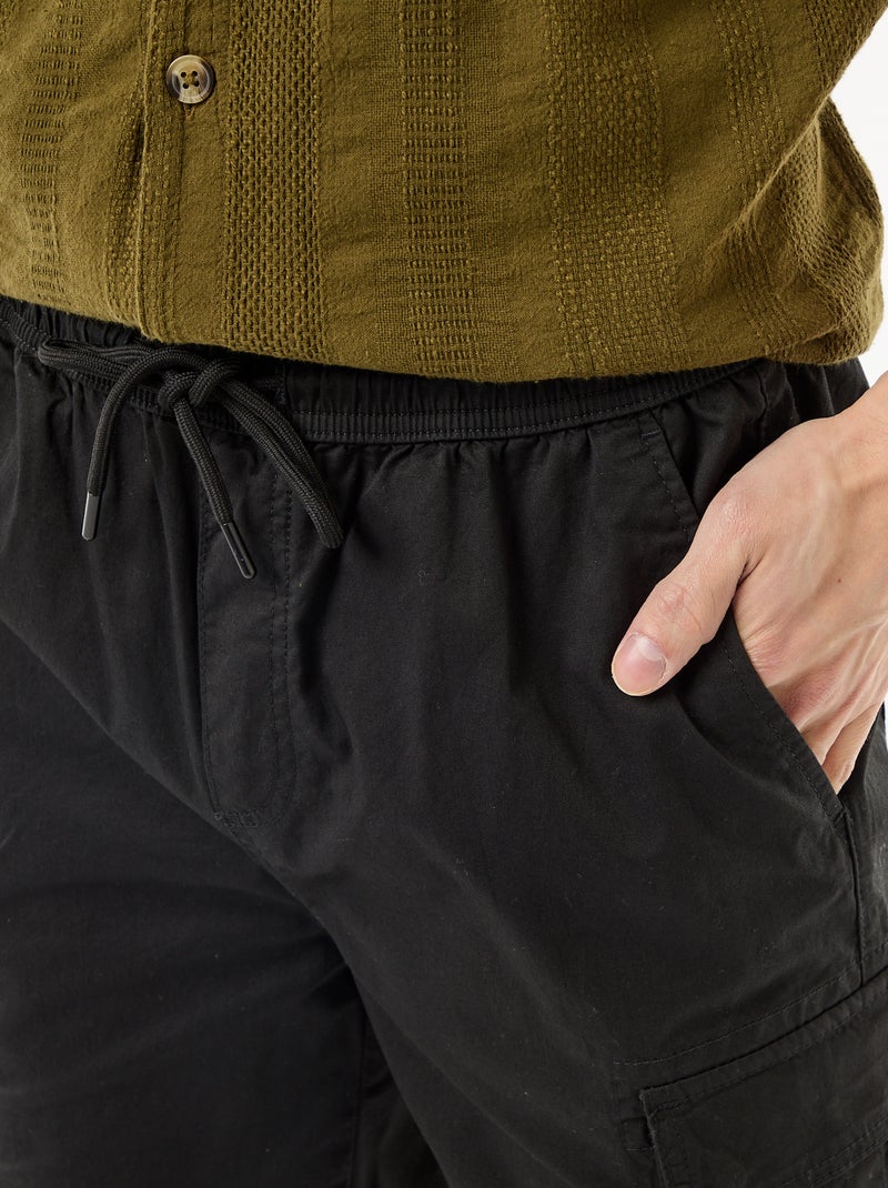 Bermuda chino em popeline com bolsos de aba Preto - Kiabi