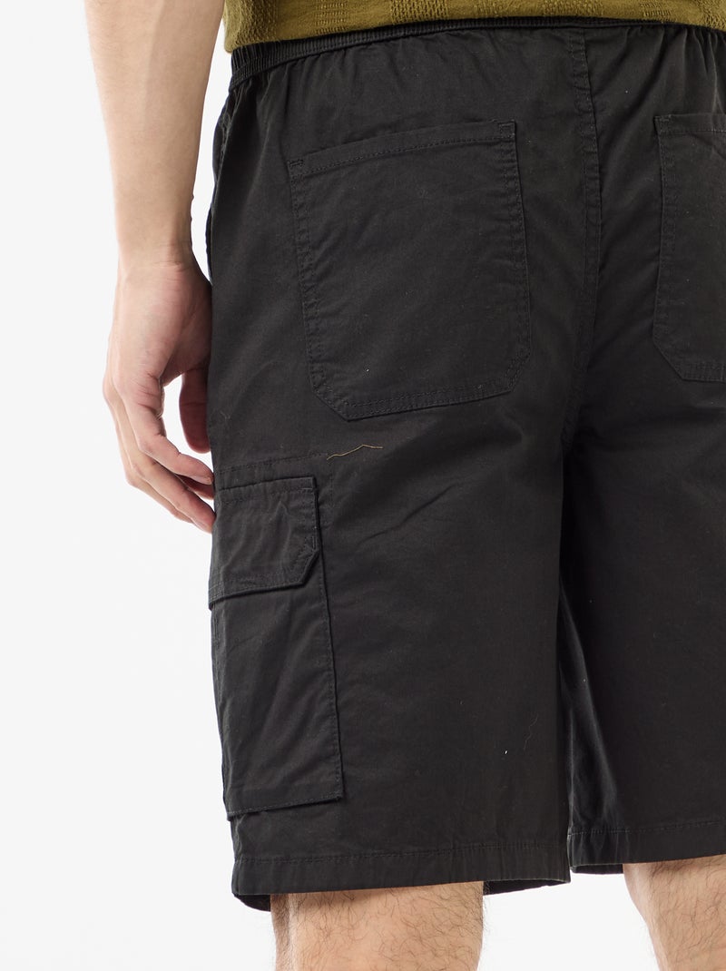 Bermuda chino em popeline com bolsos de aba Preto - Kiabi