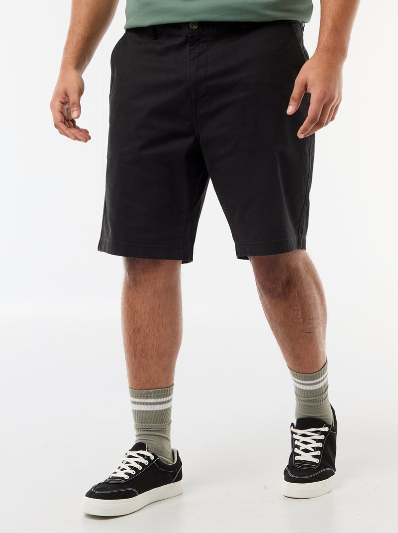 Bermuda chino em sarja Preto - Kiabi