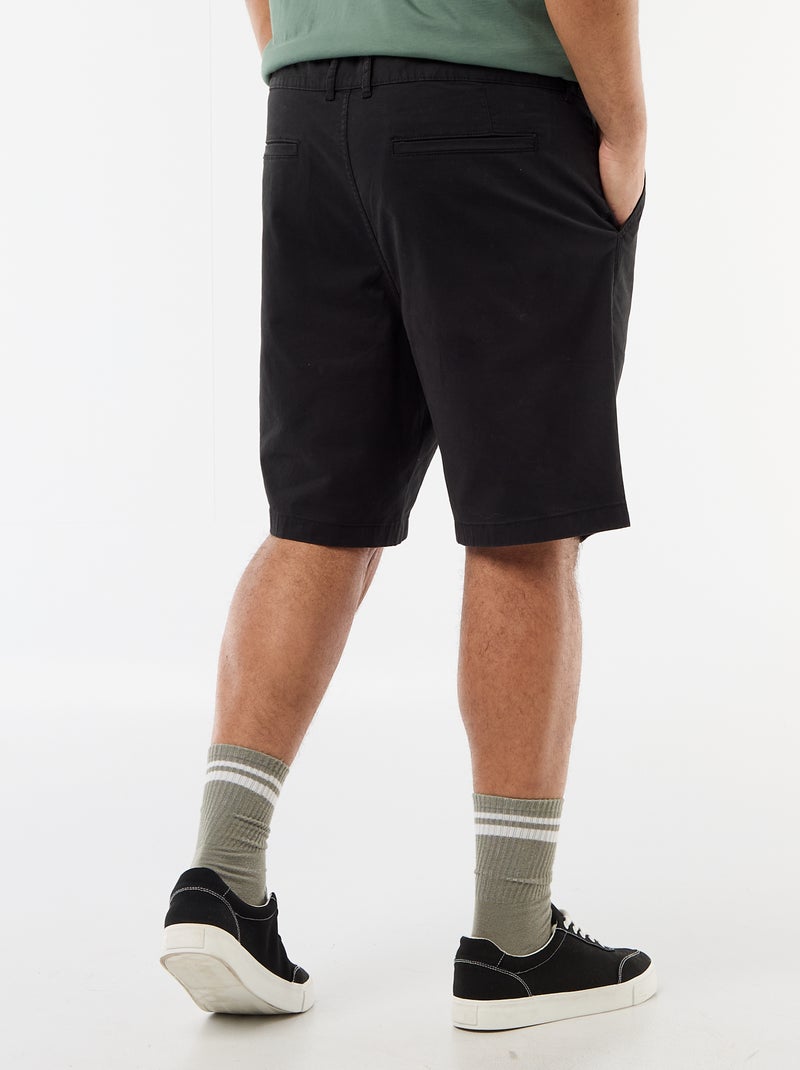 Bermuda chino em sarja Preto - Kiabi