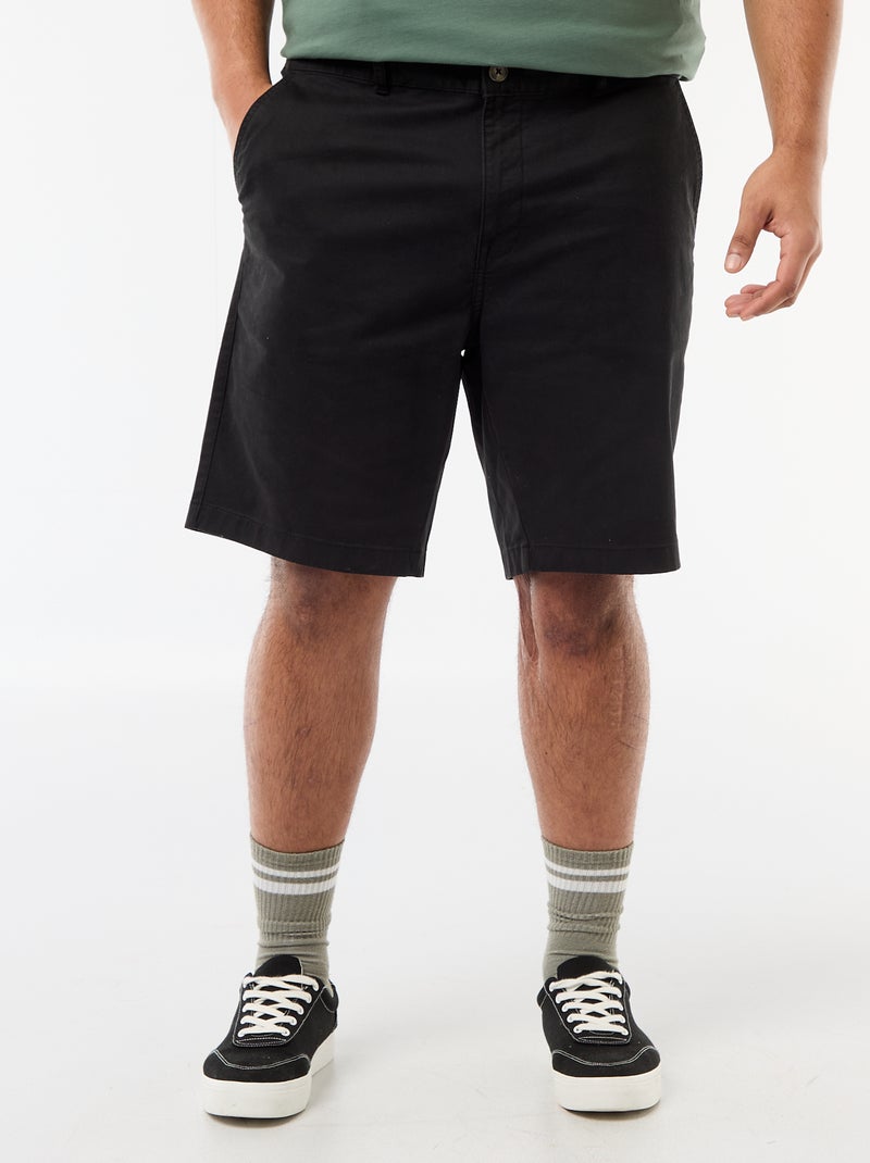 Bermuda chino em sarja Preto - Kiabi