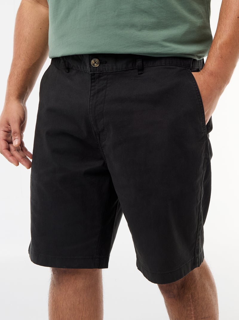 Bermuda chino em sarja Preto - Kiabi