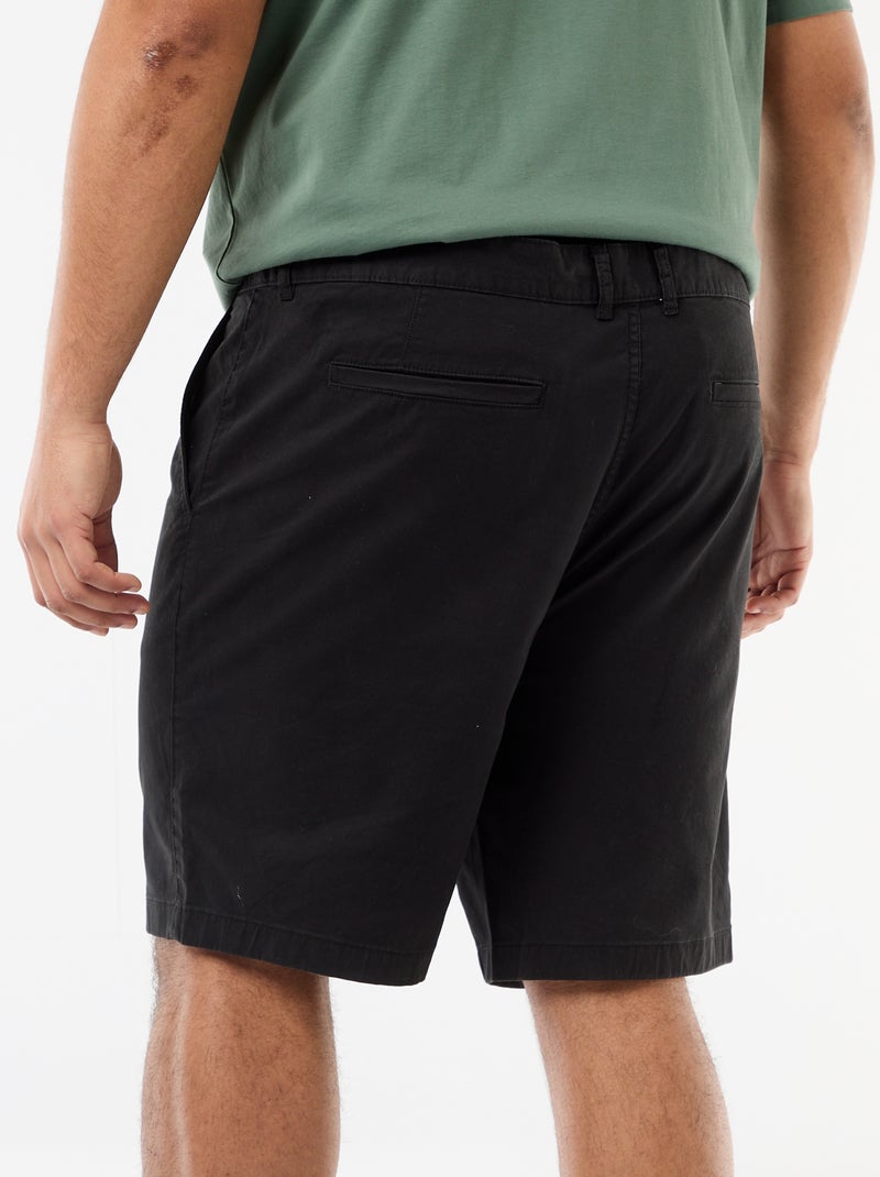 Bermuda chino em sarja Preto - Kiabi