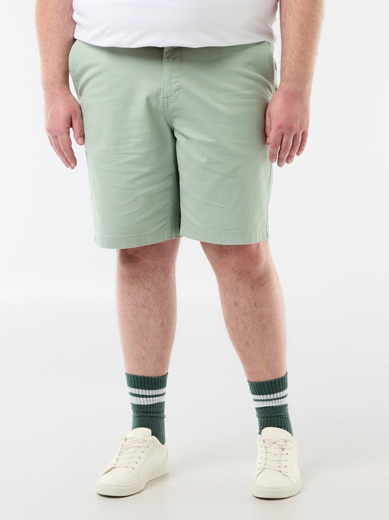 Bermuda chino em sarja Verde - Kiabi