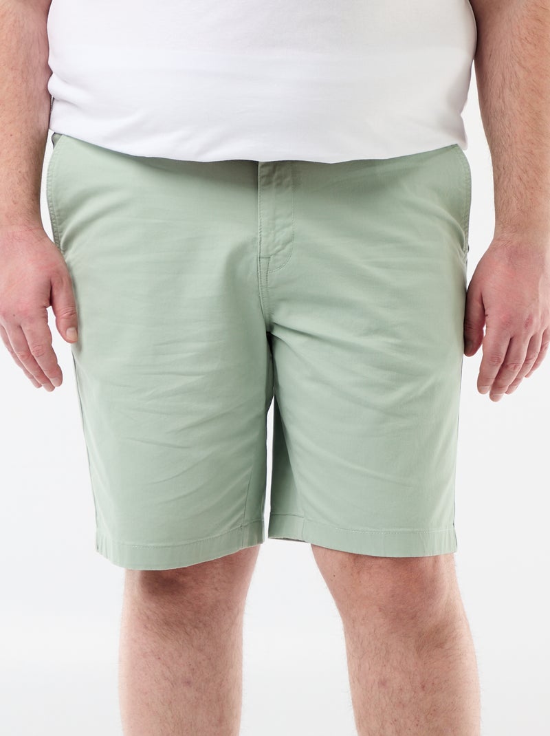 Bermuda chino em sarja Verde - Kiabi