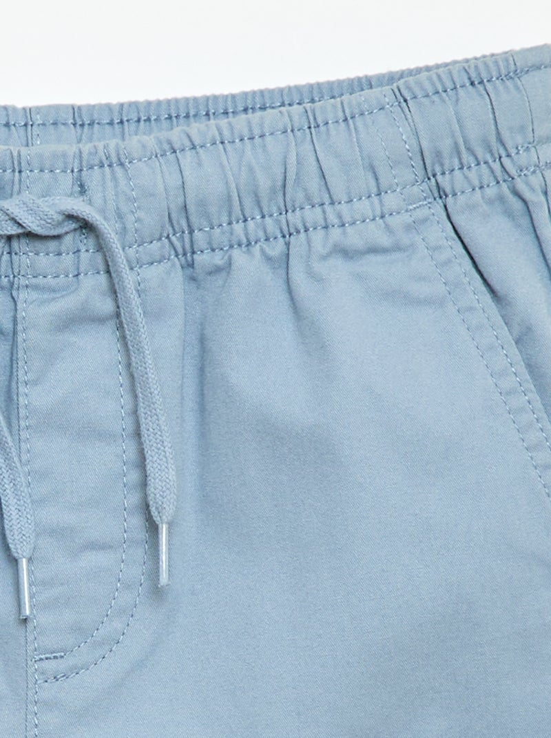 Bermuda chino liso com cordões de ajuste Azul - Kiabi