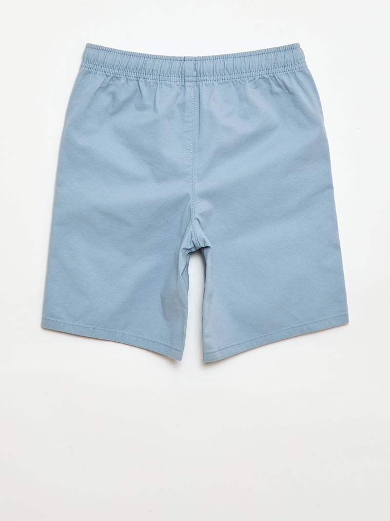 Bermuda chino liso com cordões de ajuste Azul - Kiabi