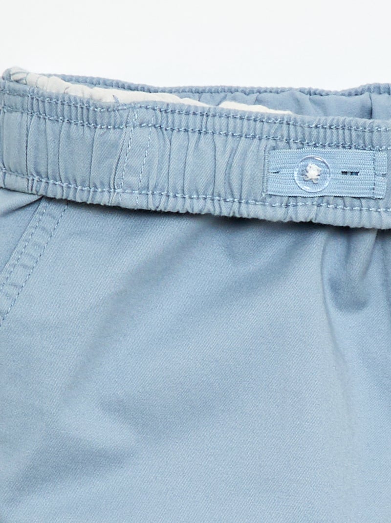 Bermuda chino liso com cordões de ajuste Azul - Kiabi