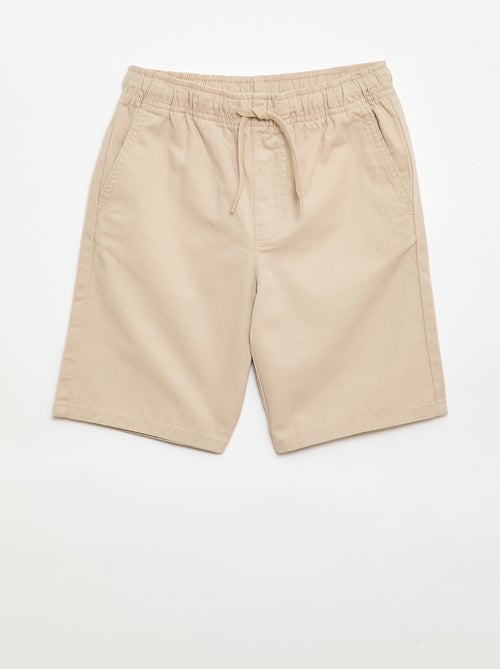Bermuda chino liso com cordões de ajuste - Kiabi