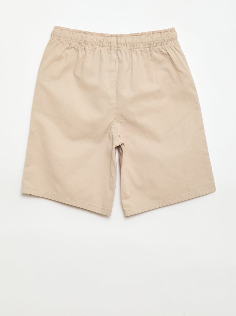 Bermuda chino liso com cordões de ajuste Bege - Kiabi