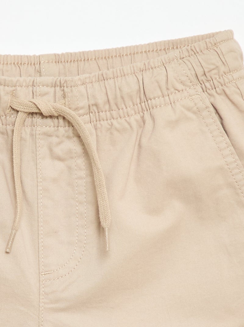 Bermuda chino liso com cordões de ajuste Bege - Kiabi