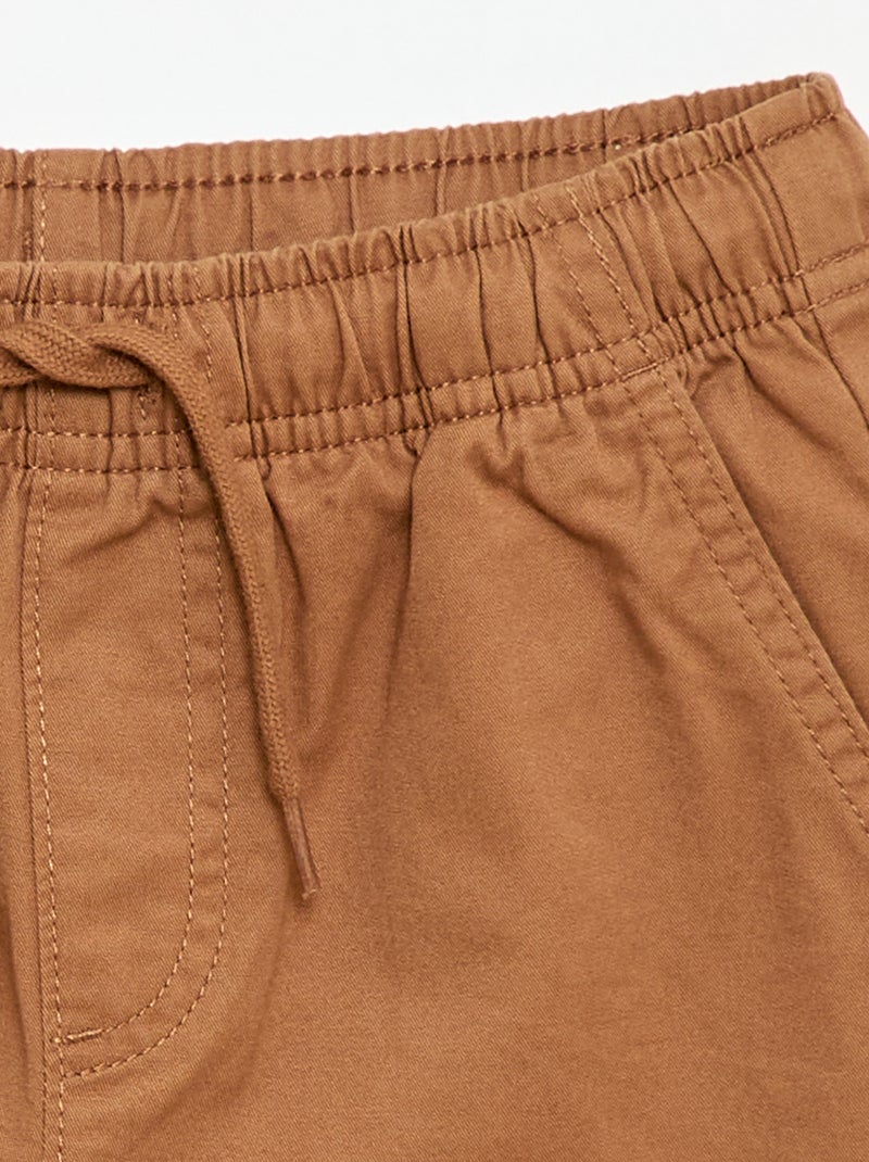 Bermuda chino liso com cordões de ajuste Bege - Kiabi