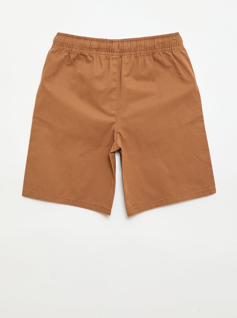 Bermuda chino liso com cordões de ajuste Bege - Kiabi