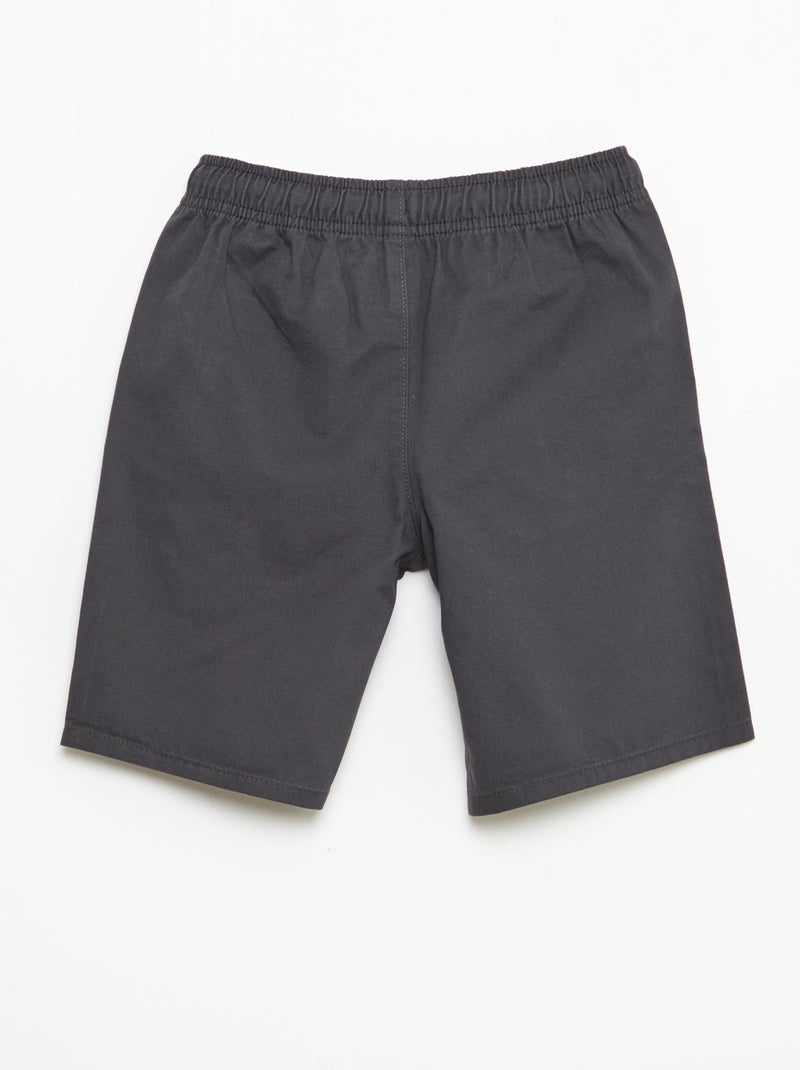 Bermuda chino liso com cordões de ajuste Preto - Kiabi