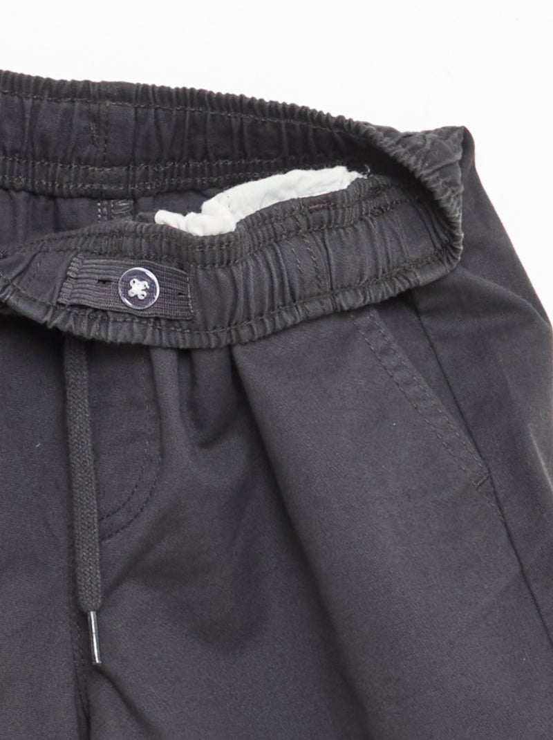 Bermuda chino liso com cordões de ajuste Preto - Kiabi