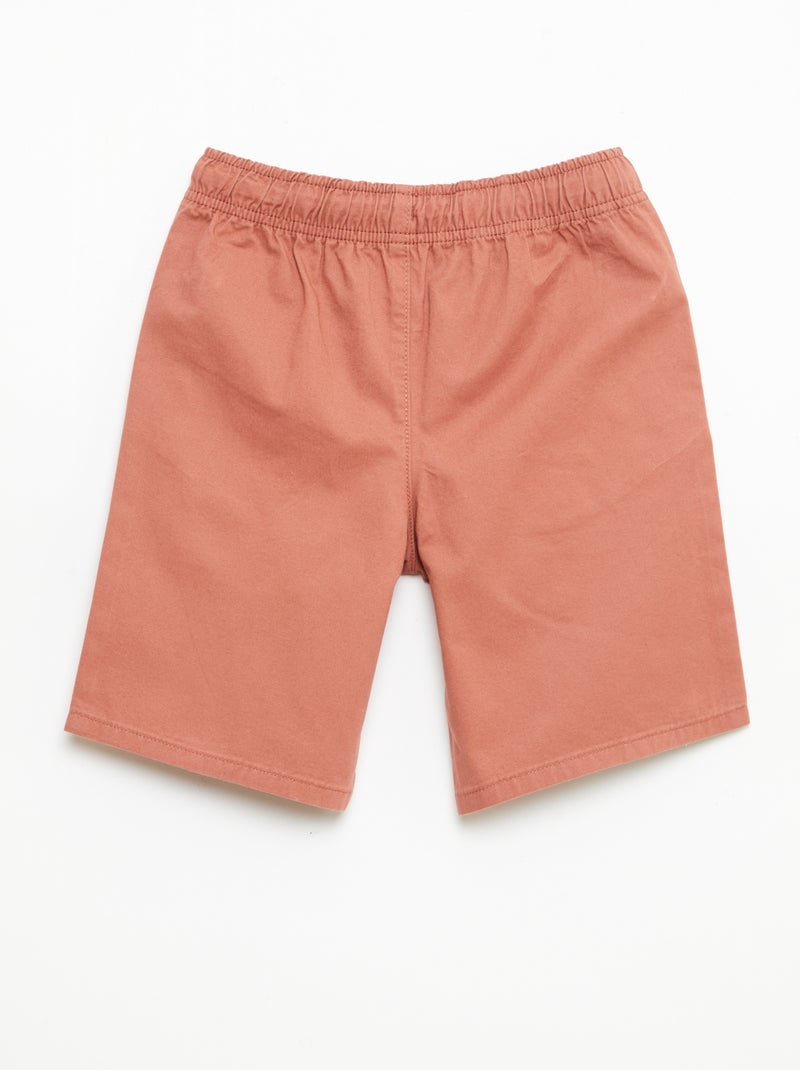 Bermuda chino liso com cordões de ajuste Rosa - Kiabi