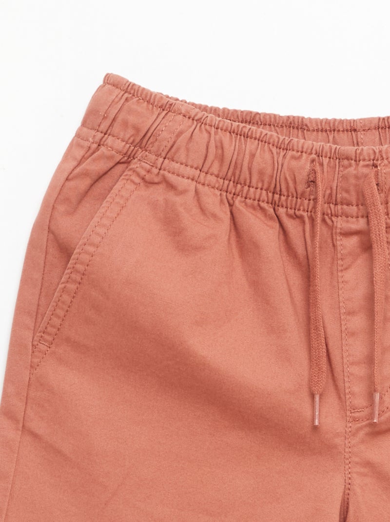 Bermuda chino liso com cordões de ajuste Rosa - Kiabi