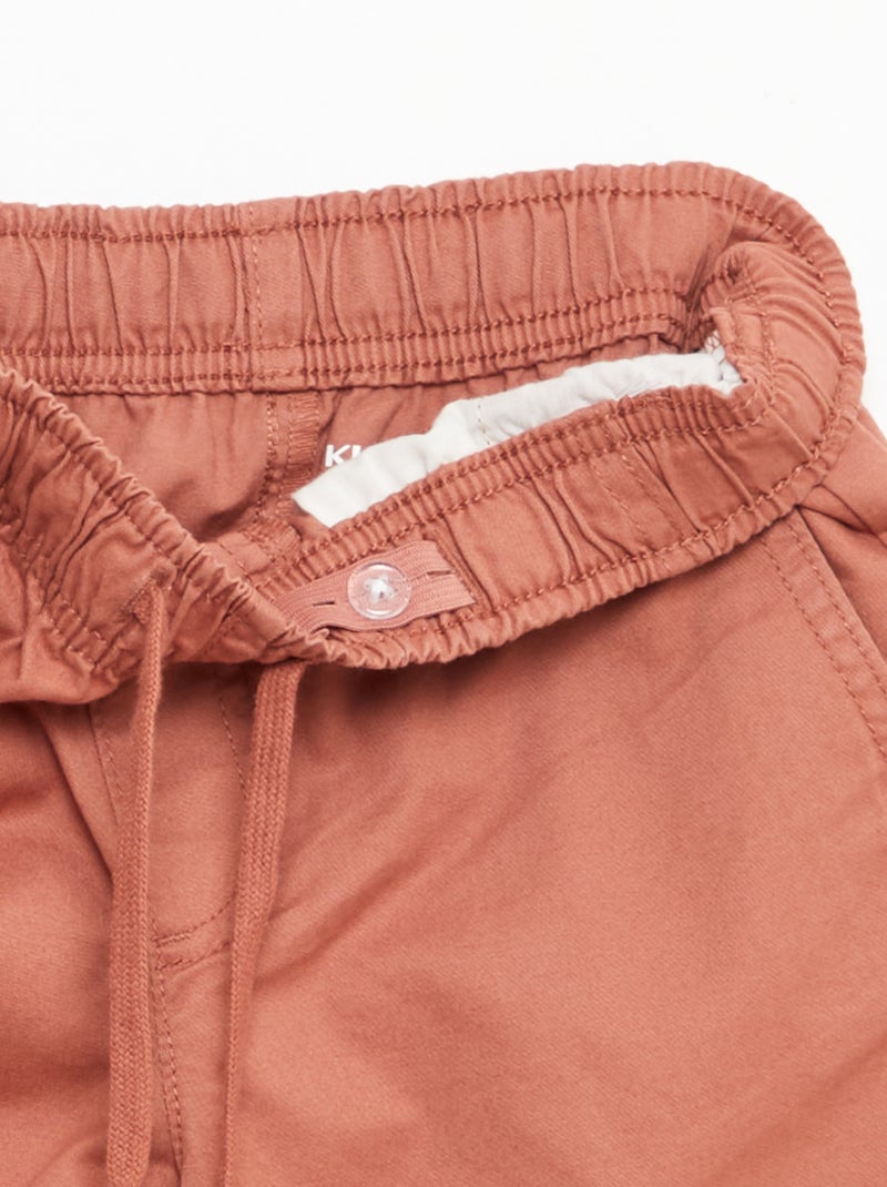 Bermuda chino liso com cordões de ajuste Rosa - Kiabi